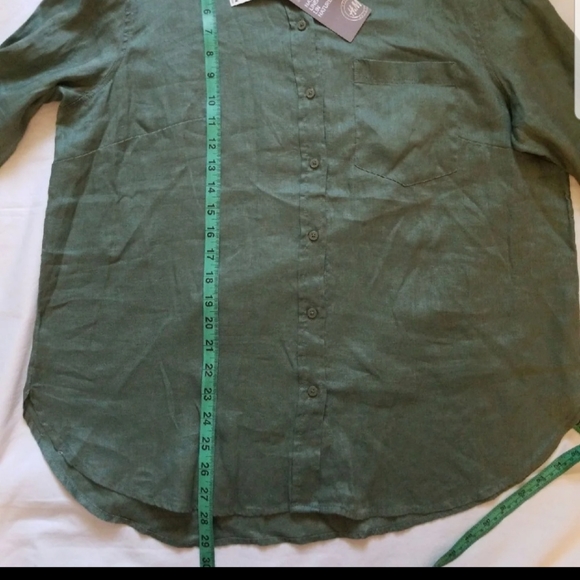 Apple green linen shirt for women L - Picture 3 of 6